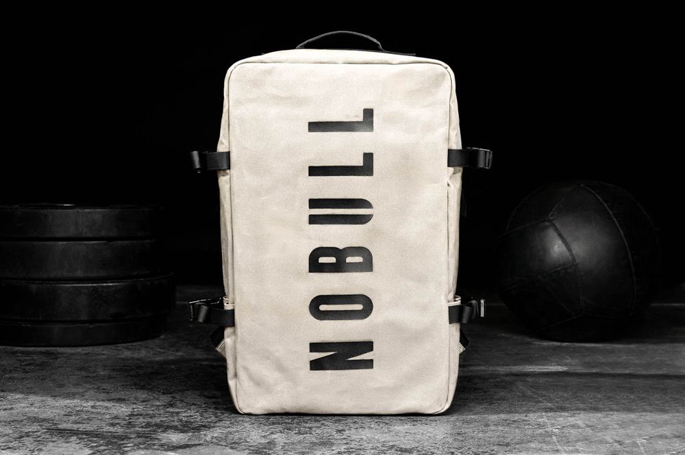 NOBULL Waxed Canvas Backpacks - Ivory - Ireland (9045PKHTR)